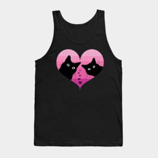 Cat Couple Retro Vintage  Funny Black Cat Valentine Day Tank Top